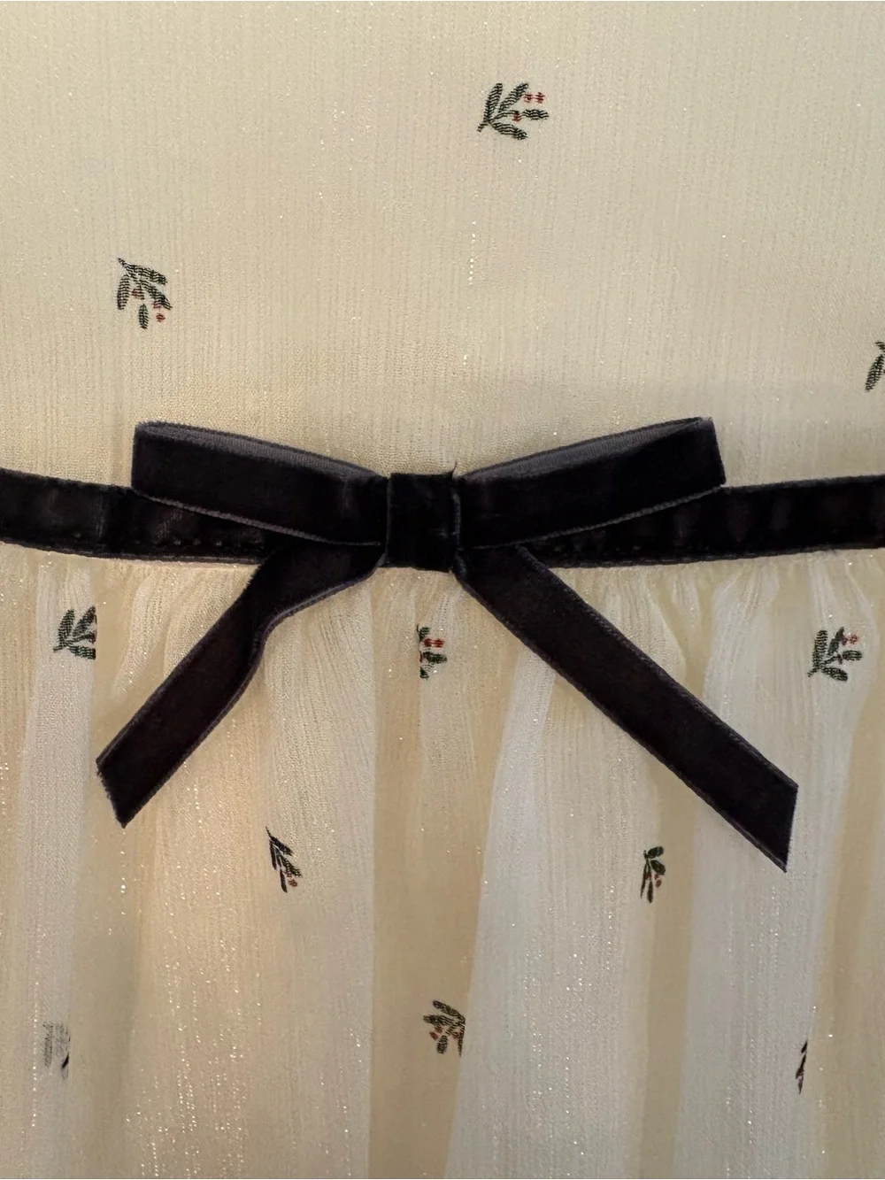 Carter's Cream Dress with Black Floral Accents and bow